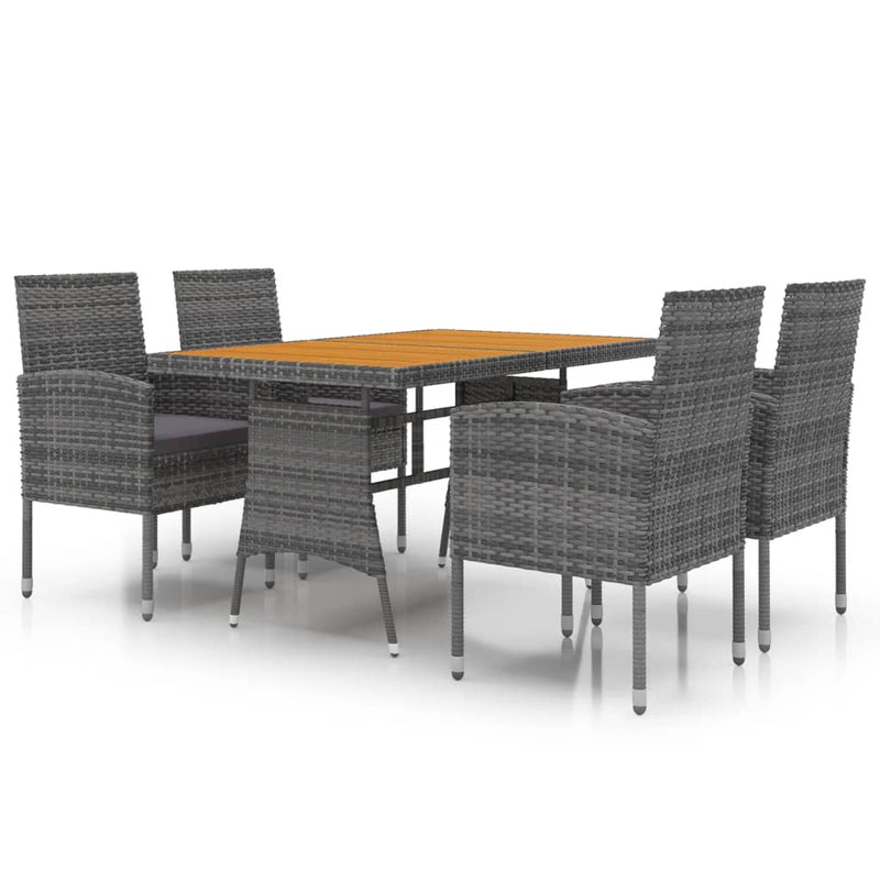 5 Piece Outdoor Dining Set Poly Rattan Grey