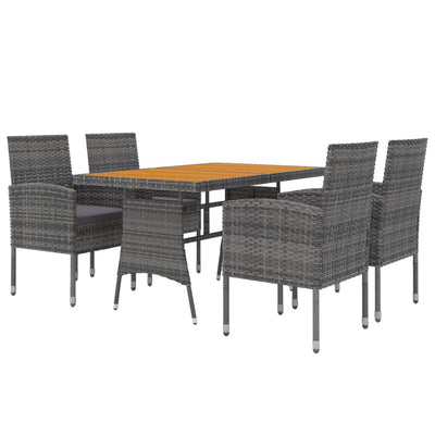 5 Piece Outdoor Dining Set Poly Rattan Grey