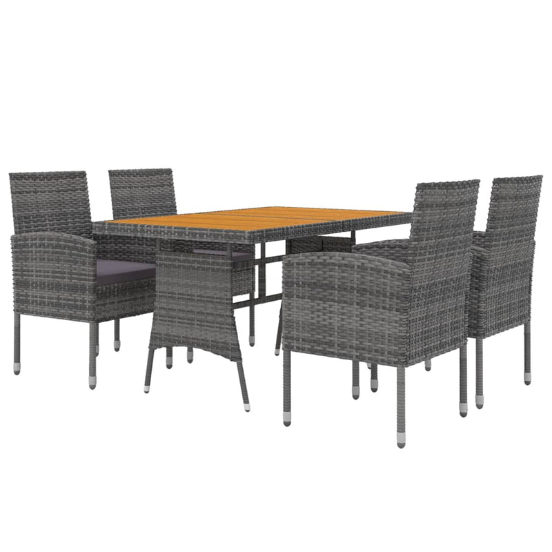 5 Piece Outdoor Dining Set Poly Rattan Grey