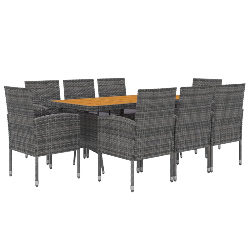 9 Piece Outdoor Dining Set Poly Rattan Grey