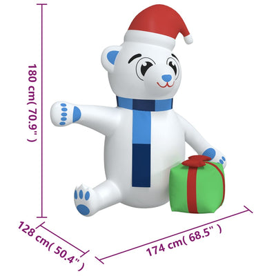 Christmas Inflatable Teddy Bear LED 180 cm