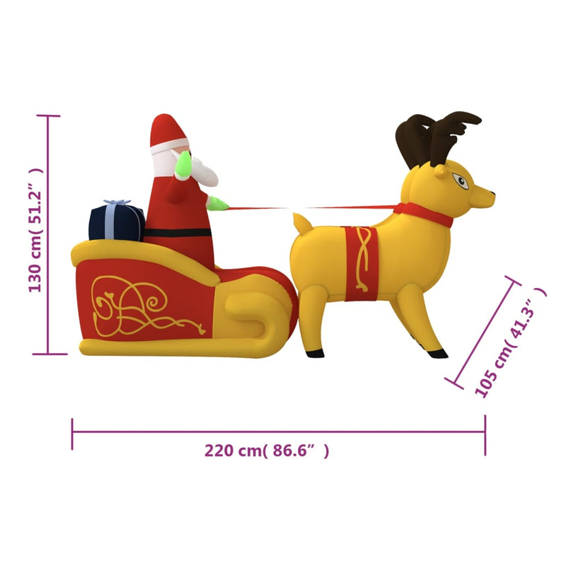 Christmas Inflatable Santa and Reindeer Decoration LED 130 cm