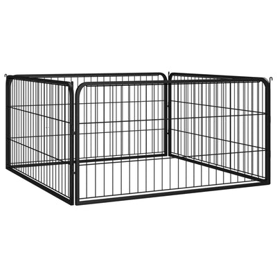 Dog Playpen 4 Panels Black 100x50 cm Powder-coated Steel