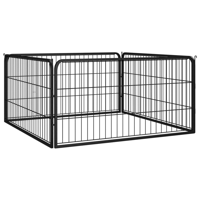 Dog Playpen 4 Panels Black 100x50 cm Powder-coated Steel