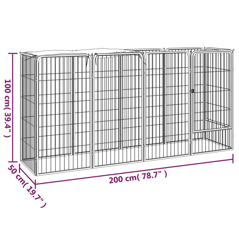 10-Panel Dog Playpen Black 50x100 cm Powder-coated Steel