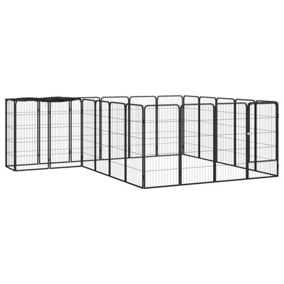 22-Panel Dog Playpen Black 50x100 cm Powder-coated Steel