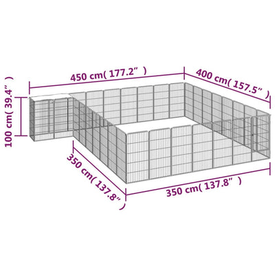 34-Panel Dog Playpen Black 50x100 cm Powder-coated Steel