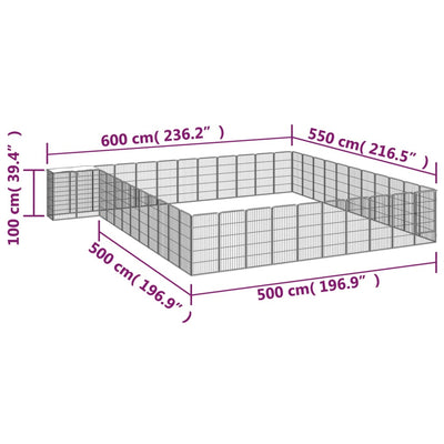 46-Panel Dog Playpen Black 50x100 cm Powder-coated Steel