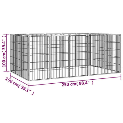 16-Panel Dog Playpen Black 50x100 cm Powder-coated Steel