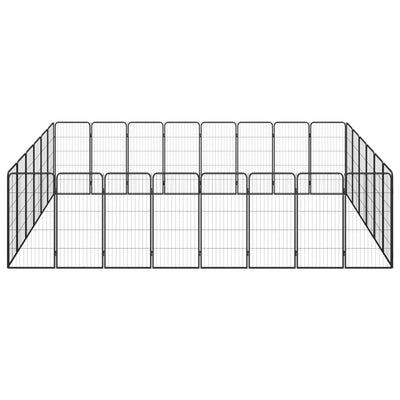 28-Panel Dog Playpen Black 50x100 cm Powder-coated Steel