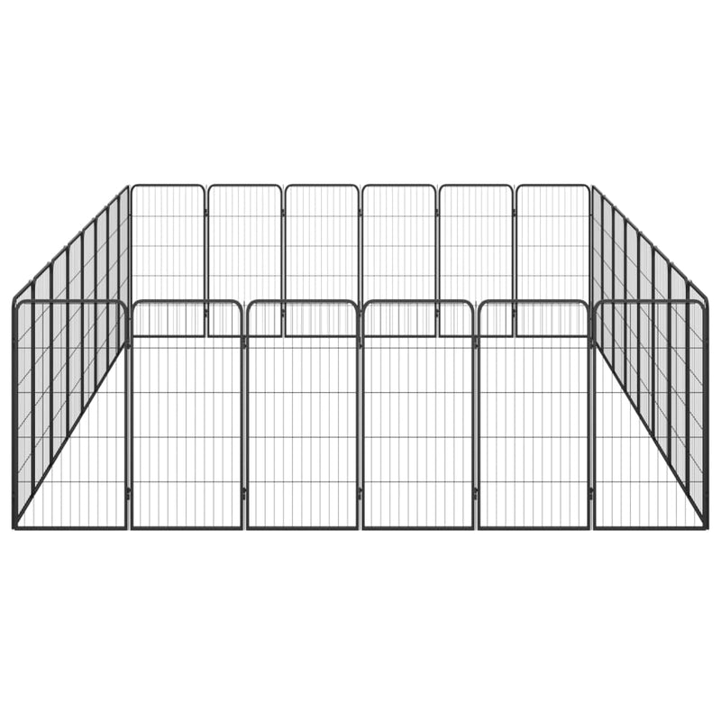 28-Panel Dog Playpen Black 50x100 cm Powder-coated Steel