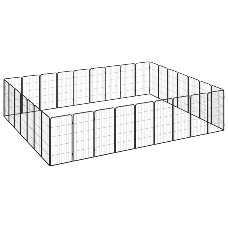 32-Panel Dog Playpen Black 50x100 cm Powder-coated Steel