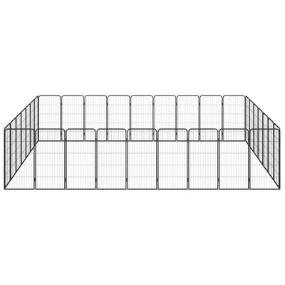 32-Panel Dog Playpen Black 50x100 cm Powder-coated Steel