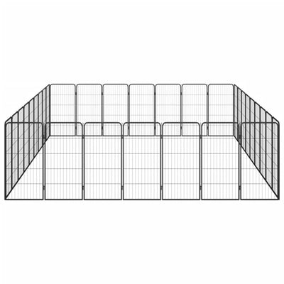 32-Panel Dog Playpen Black 50x100 cm Powder-coated Steel