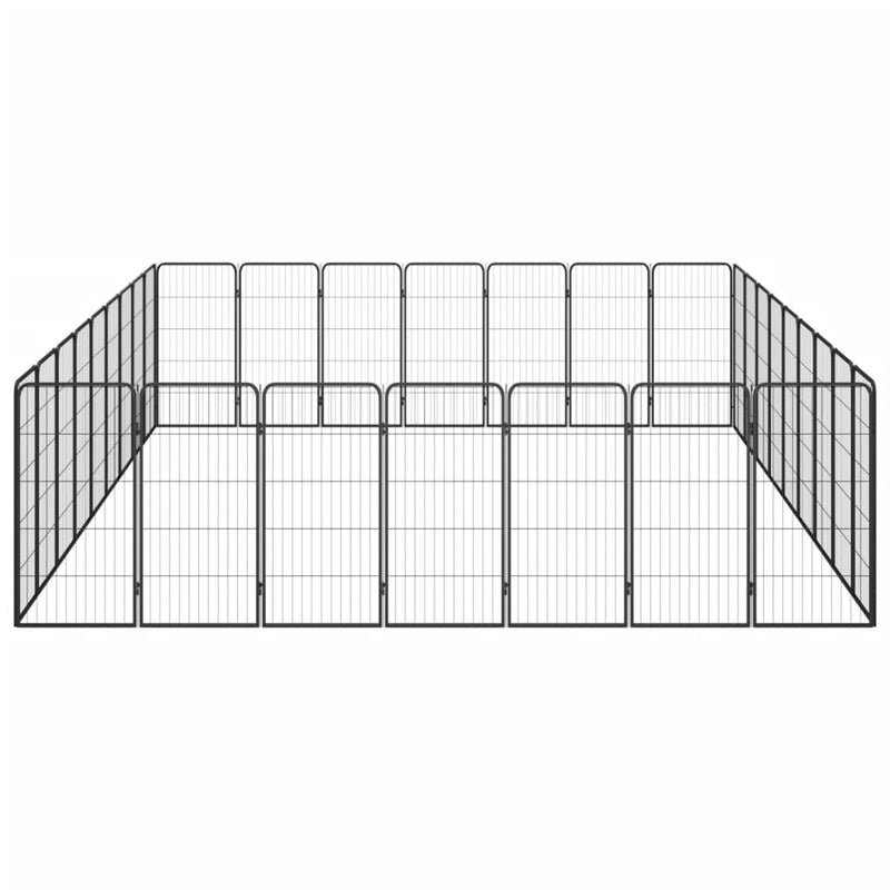 32-Panel Dog Playpen Black 50x100 cm Powder-coated Steel