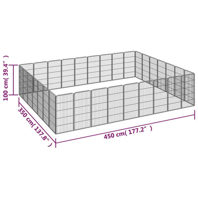 32-Panel Dog Playpen Black 50x100 cm Powder-coated Steel