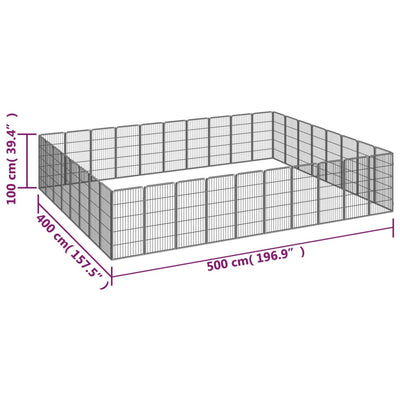 36-Panel Dog Playpen Black 50x100 cm Powder-coated Steel