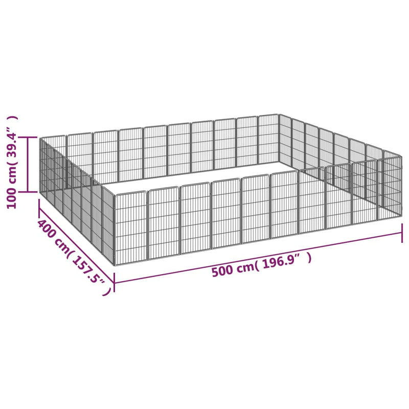 36-Panel Dog Playpen Black 50x100 cm Powder-coated Steel