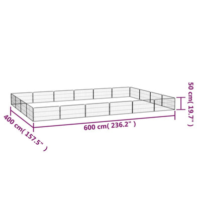 20-Panel Dog Playpen Black 100x50 cm Powder-coated Steel