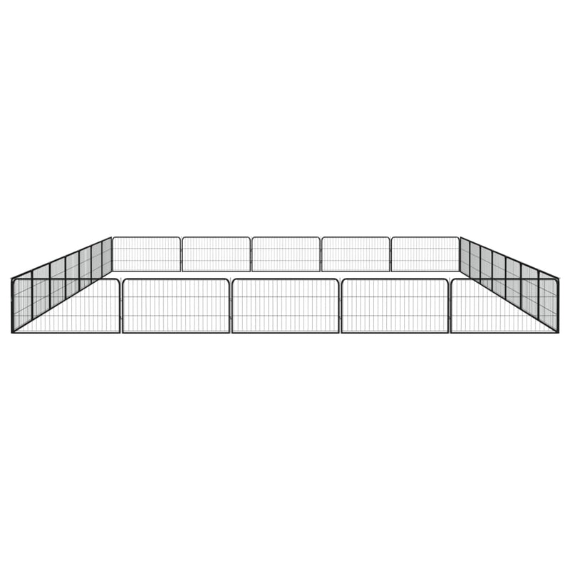 24-Panel Dog Playpen Black 100x50 cm Powder-coated Steel