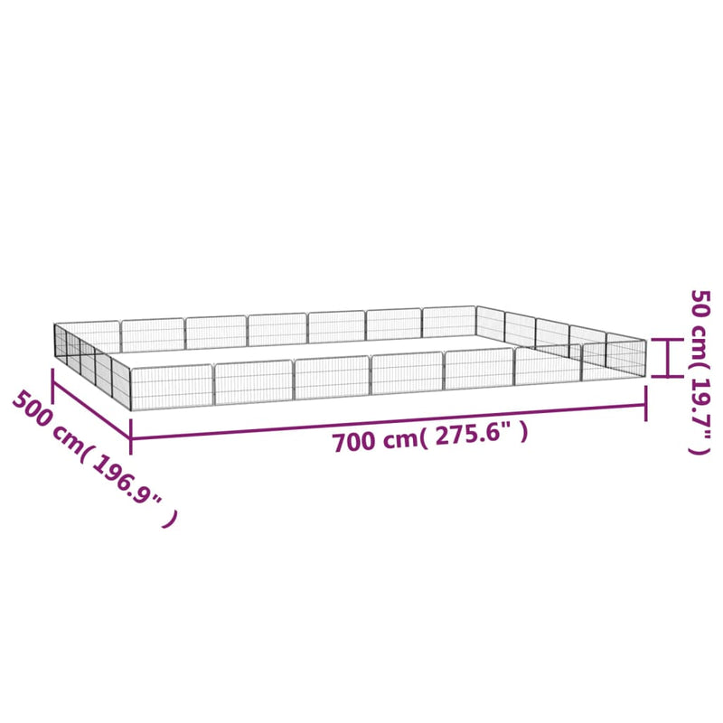 24-Panel Dog Playpen Black 100x50 cm Powder-coated Steel