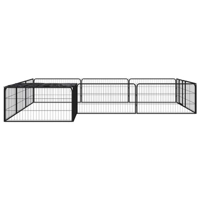 12-Panel Dog Playpen Black 100x50 cm Powder-coated Steel