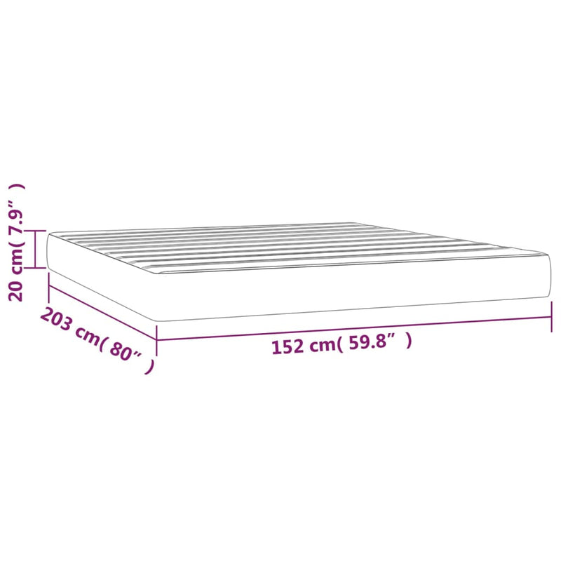 Pocket Spring Bed Mattress Black 153x203x20 cm Queen Size Velvet