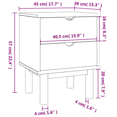 Bedside Cabinet OTTA Brown&Grey 45x39x57 cm Solid Wood Pine