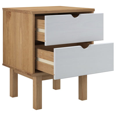 Bedside Cabinet OTTA Brown&White 45x39x57cm Solid Wood Pine