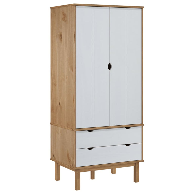 Wardrobe OTTA Brown and White 76.5x53x172 cm Solid Wood Pine