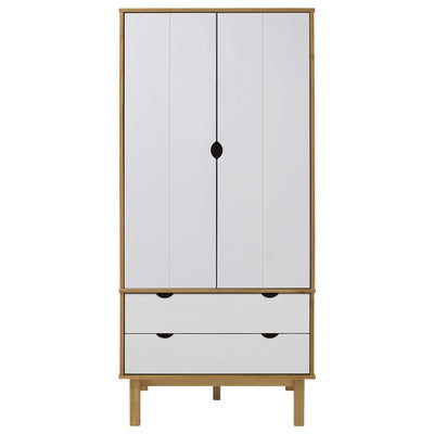 Wardrobe OTTA Brown and White 76.5x53x172 cm Solid Wood Pine