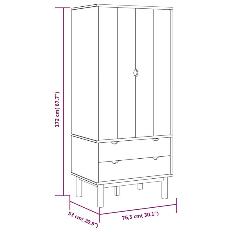 Wardrobe OTTA Brown and White 76.5x53x172 cm Solid Wood Pine