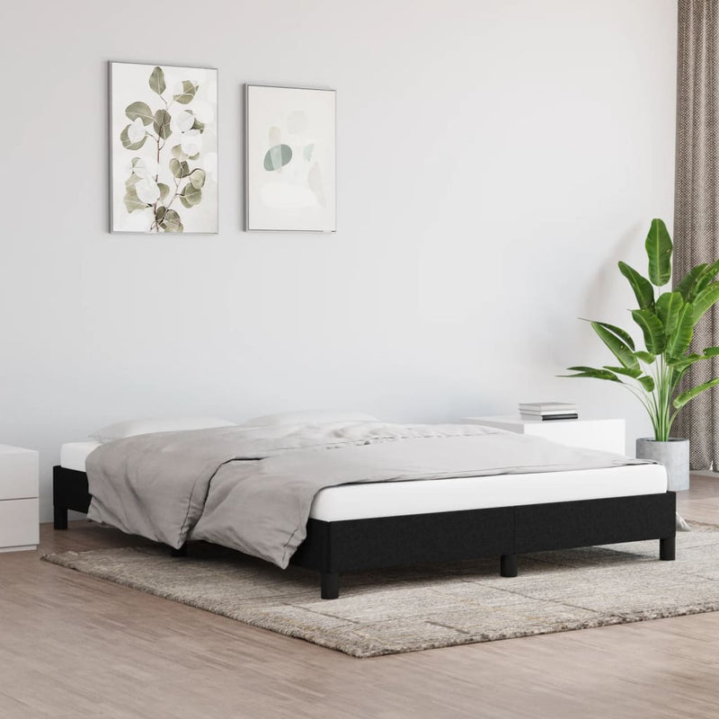 Bed Frame without Mattress Black 137x187 cm Double Fabric