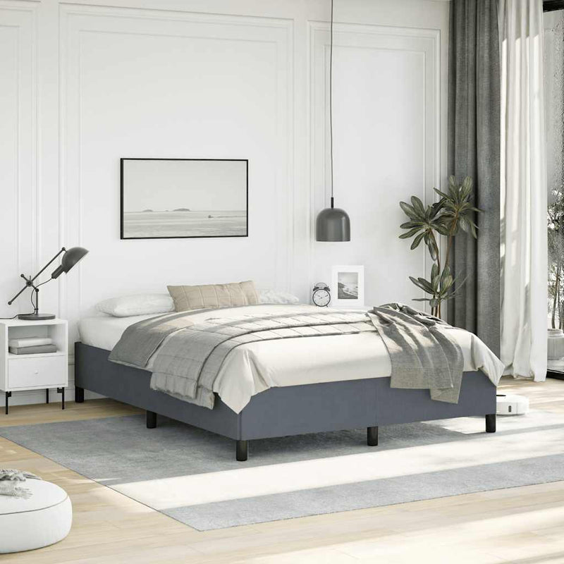 Bed Frame without Mattress Dark Grey 137x187 cm Double Velvet