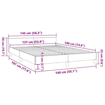 Bed Frame without Mattress Dark Grey Double Fabric