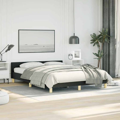 Bed Frame without Mattress Black Double Fabric