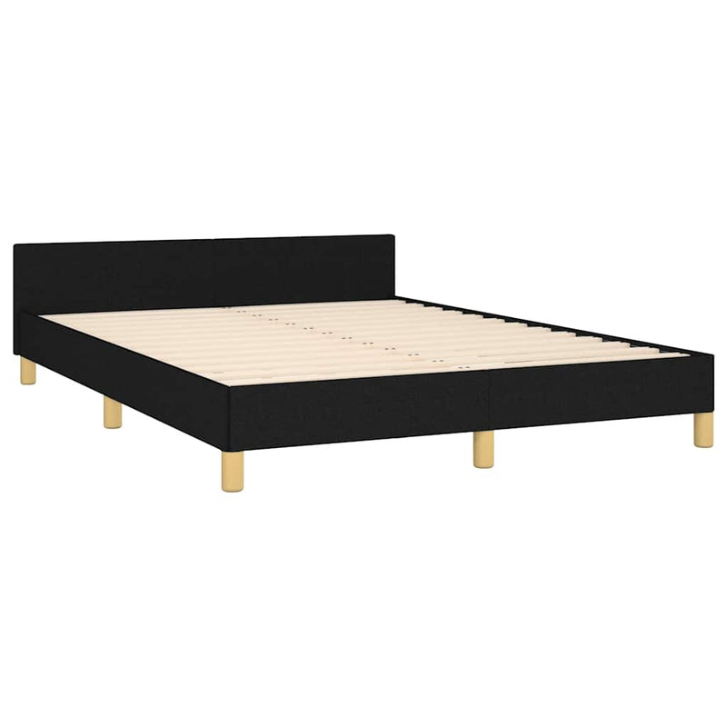 Bed Frame without Mattress Black Double Fabric