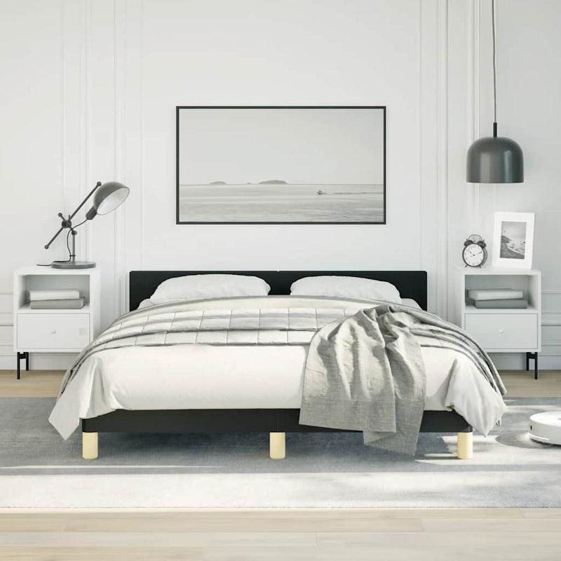 Bed Frame without Mattress Black Double Fabric