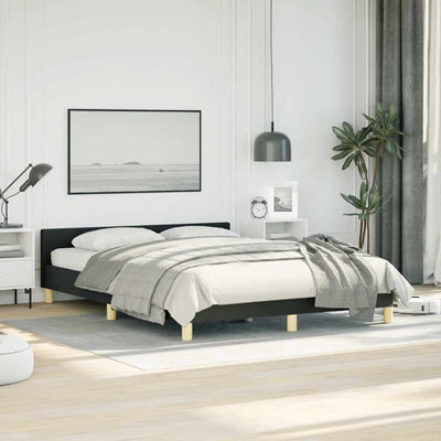 Bed Frame without Mattress Black Queen Fabric