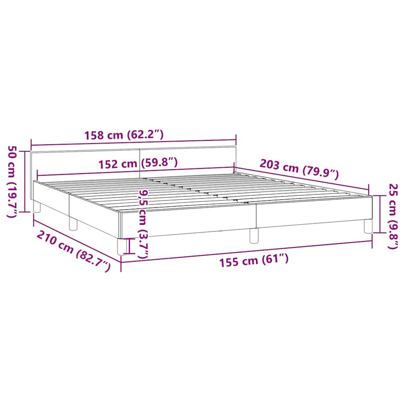 Bed Frame without Mattress Black Queen Fabric