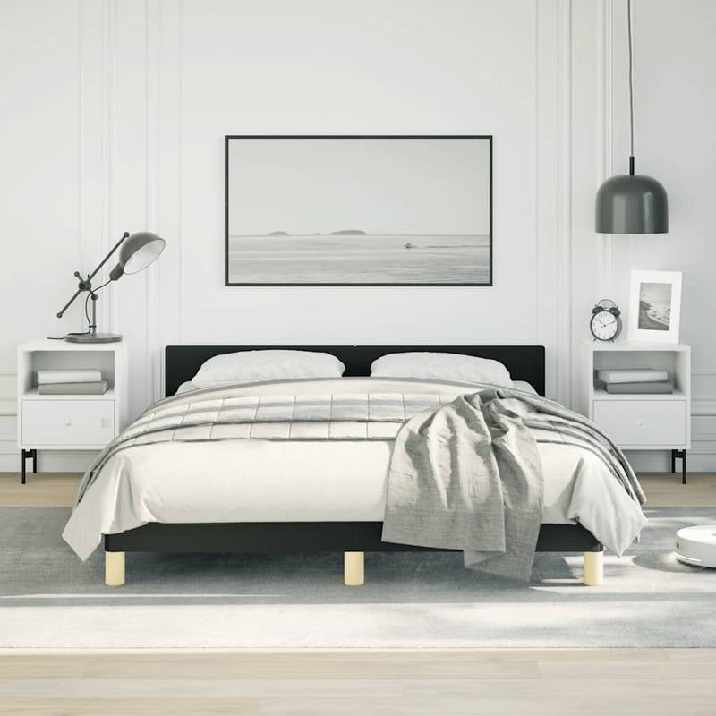 Bed Frame without Mattress Black Queen Fabric