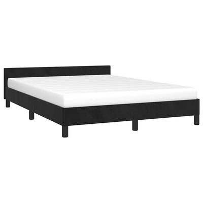 Bed Frame without Mattress Black Double Velvet