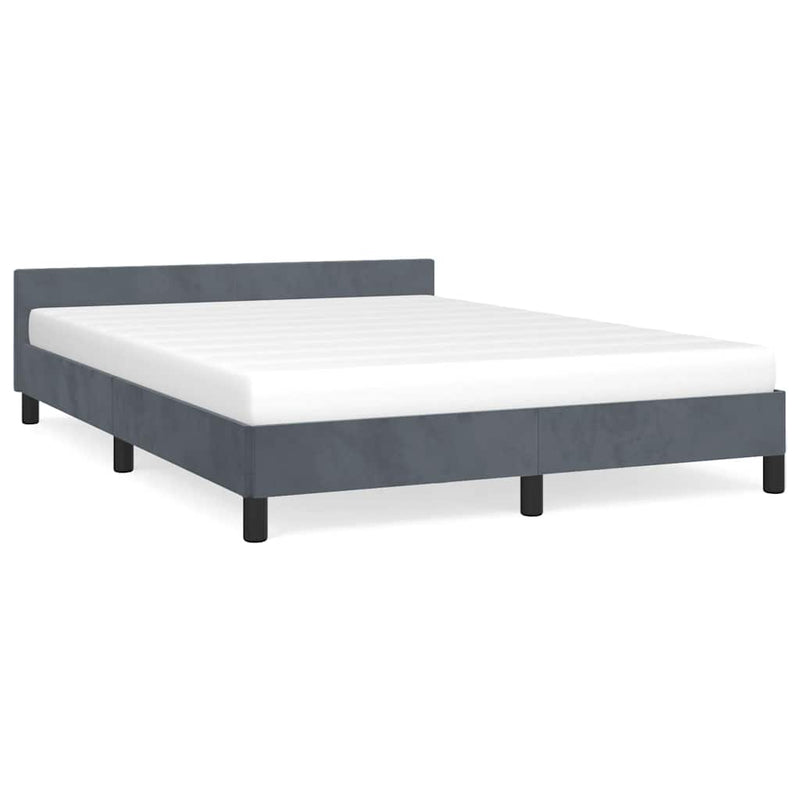 Bed Frame without Mattress Dark Grey Queen Velvet