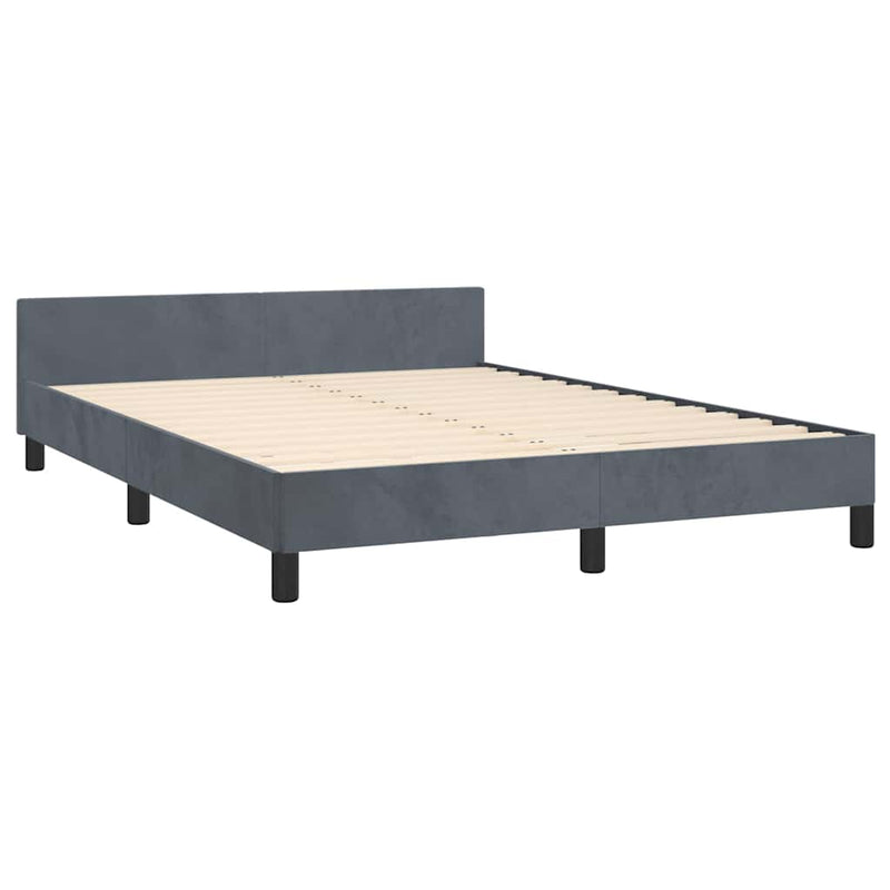 Bed Frame without Mattress Dark Grey Queen Velvet