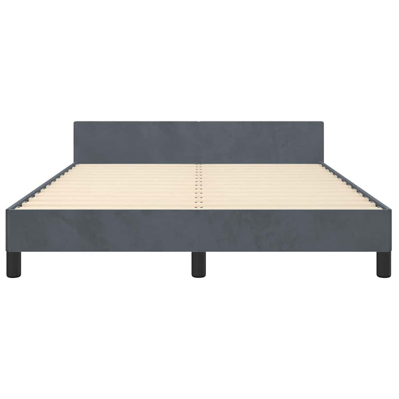 Bed Frame without Mattress Dark Grey Queen Velvet