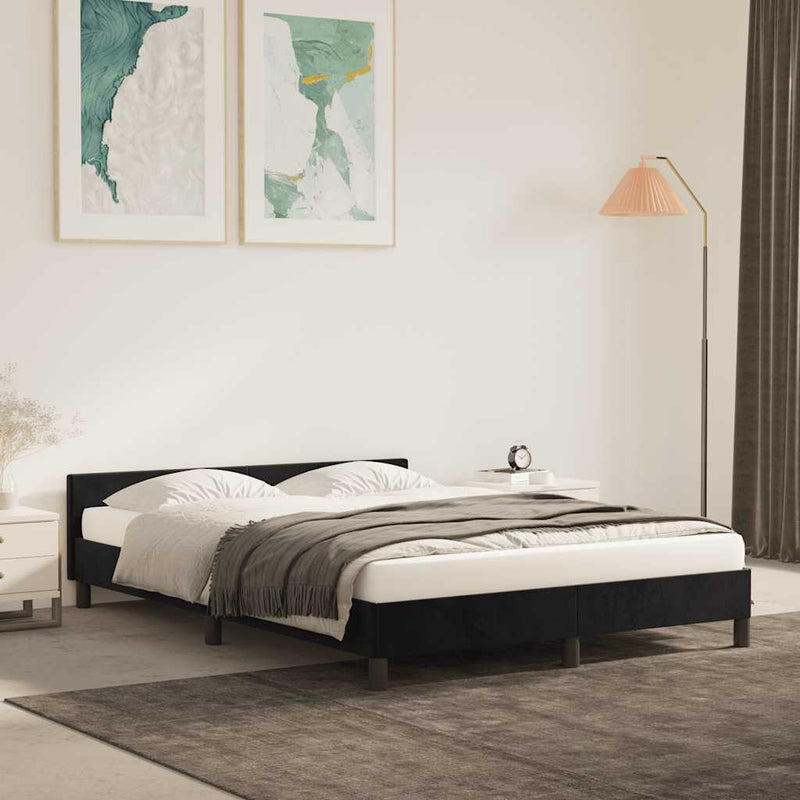 Bed Frame without Mattress Black Queen Velvet