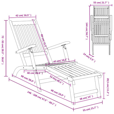 Outdoor Deck Chairs with Footrests and Table Solid Wood Acacia