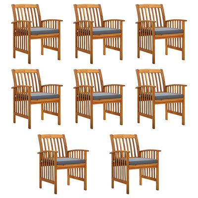 Garden Dining Chairs 8 pcs with Cushions Solid Wood Acacia