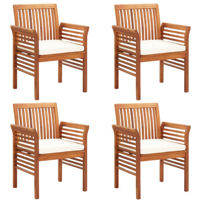 Garden Dining Chairs with Cushions 4 pcs Solid Wood Acacia