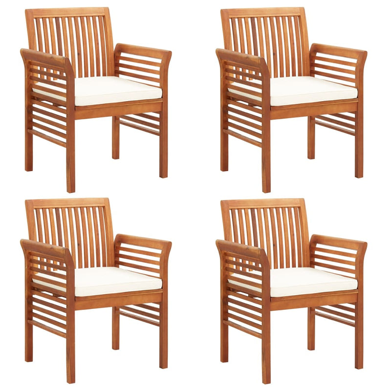 Garden Dining Chairs with Cushions 4 pcs Solid Wood Acacia